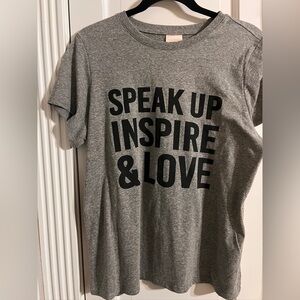 Cinq a Sept Heather Gray Tee “Speak Up Inspire & Love”